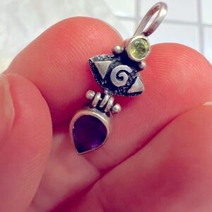 Sterling Silver Pendant with Amethyst and Peridot Stones